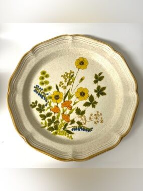 Mikasa Garden Club 'Fresh Floral' Stoneware Platter EC404 Japan 10.5 in